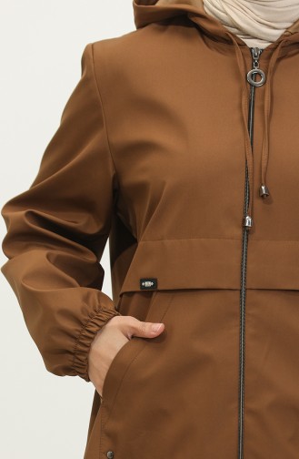 Damen-Trenchcoat Mit Reißverschluss Große Größe Hijab-Kleidung Saisonal 8639 Hellbraun 8639.TABA