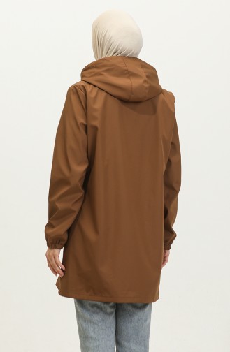 ملابس حجاب نسائية كبيرة الحجم مزودة بسحاب معطف واق من المطر موسمي 8639 أسمر ضارب للصفرة 8639.TABA