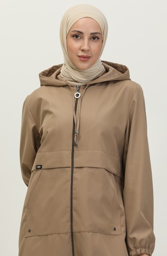 Vêtements Hijab Grande Taille Pour Femmes Trench-Coat Zippé Saisonnier 8639 Vison 8639.vizon
