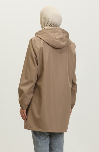 ملابس حجاب نسائية كبيرة الحجم بسحاب معطف واق من المطر موسمي 8639 مينك 8639.vizon