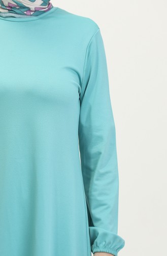 Elastic Sleeve Plain Crepe Tunic 8709-03 Dark Mint Green 8709-03