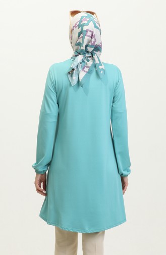 Effen Crêpe Tuniek Met Elastisch Mouwuiteinde 8709-03 Donkermintgroen 8709-03