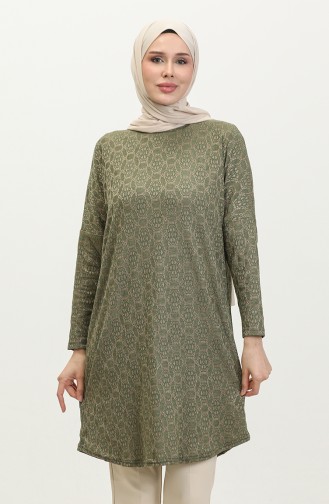 Casual Cut Patterned Tunic 8713a-01 Green 8713A-01