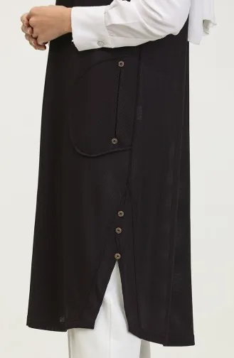 Women`s Large Size Honeycomb Fabric Pocketed Zippered Buttoned Vest 4994 Plum 4994.Mürdüm