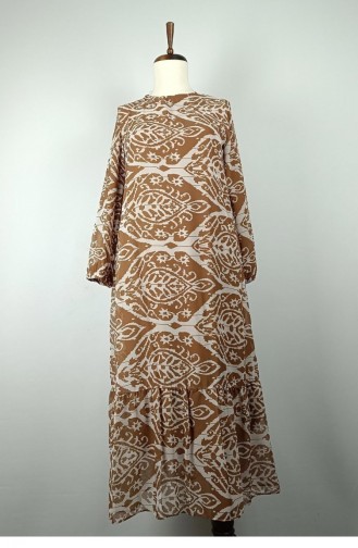 Plus Size Patterned Dress Mink 7820 1145