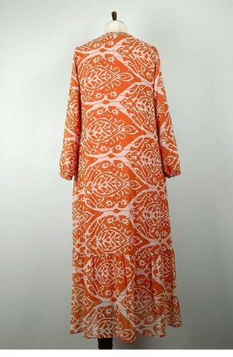 Gemustertes Kleid In Großen Größen Orange 7820 1148