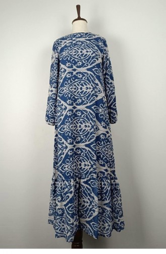 Gemustertes Kleid In Übergröße Blau 7820 1149
