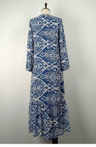 Gemustertes Kleid In Übergröße Blau 7820 1149