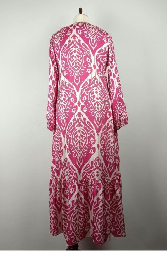 Plus Size Patterned Dress Fuchsia 7821 1159