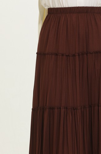 Plus Size Layered Long Viscose Skirt 3223-01 Brown 3223-01