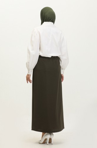 Women`s Large Size Ottoman Steel Lined Seasonal Pencil Skirt Knitted Fabric 8438 Khaki 8438.Haki