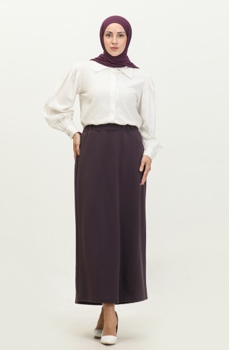 Women`s Large Size Ottoman Steel Lined Seasonal Pencil Skirt Knitted Fabric 8438 Plum 8438.Mürdüm
