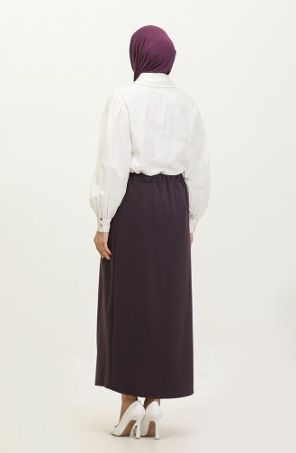 Women`s Large Size Ottoman Steel Lined Seasonal Pencil Skirt Knitted Fabric 8438 Plum 8438.Mürdüm
