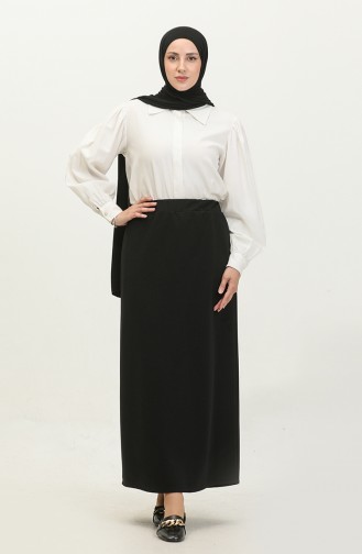 Women`s Large Size Ottoman Steel Lined Seasonal Pencil Skirt Knitted Fabric 8438 Black 8438.siyah