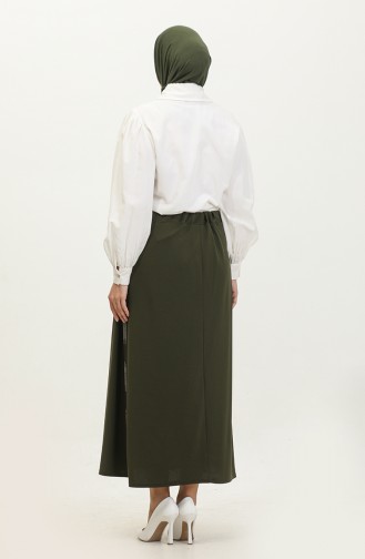 Women`s Large Size Pencil Mother Skirt With Stones On The Sides 8555 Khaki 8555.Haki
