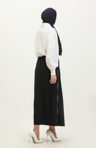 Women`s Large Size Pencil Mother Skirt With Stones On The Sides 8555 Navy Blue 8555.Lacivert