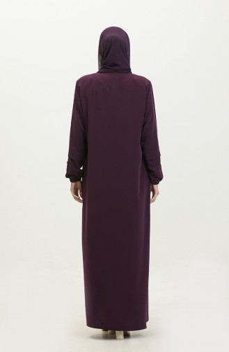 Grote Maat Ayrobin Abaya Voor Dames Met Ritssluiting En Langer Dan Lengte 5040 2 Pruim 5040-2.Mürdüm