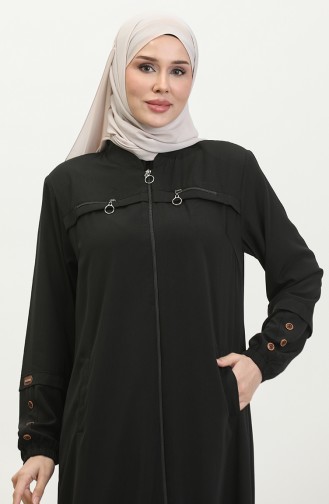 Women`s Large Size Ayrobin Abaya With Zipper And Longer Than Length 5040 2 Black 5040-2.siyah