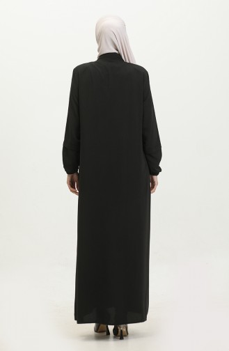 Women`s Large Size Ayrobin Abaya With Zipper And Longer Than Length 5040 2 Black 5040-2.siyah