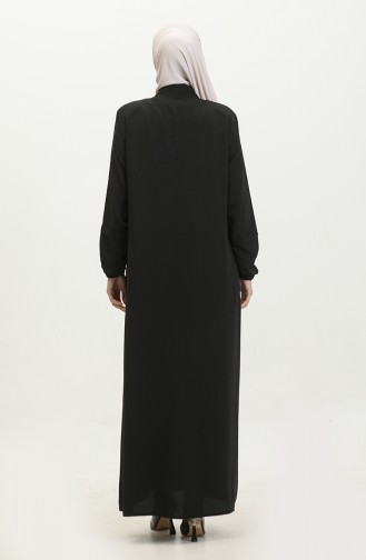 Große Ayrobin-Abaya Für Damen Mit Reißverschluss Und Länger Als Länge 5040 2 Schwarz 5040-2.siyah