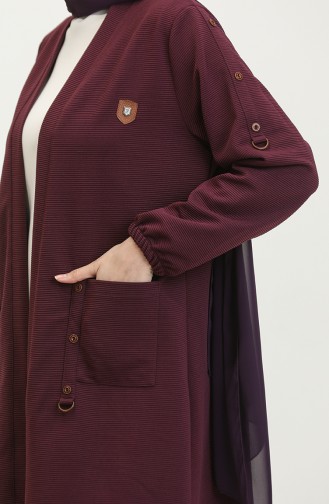 Damen-Strickjacke „Ottomane Pocketed Steel Large Size“ 4969 1 Pflaume 4969-1.Mürdüm
