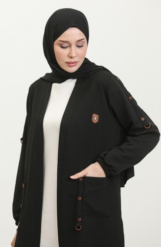 Damen-Cardigan „Ottoman Pocket Steel Large Size“ 4969 1 Schwarz 4969-1.siyah