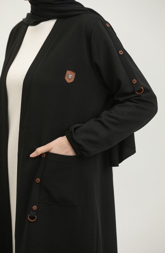 Damen-Cardigan „Ottoman Pocket Steel Large Size“ 4969 1 Schwarz 4969-1.siyah