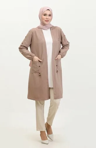Cardigan Femme Ottoman Poche Acier Grande Taille 4969 1 Vison 4969-1.vizon