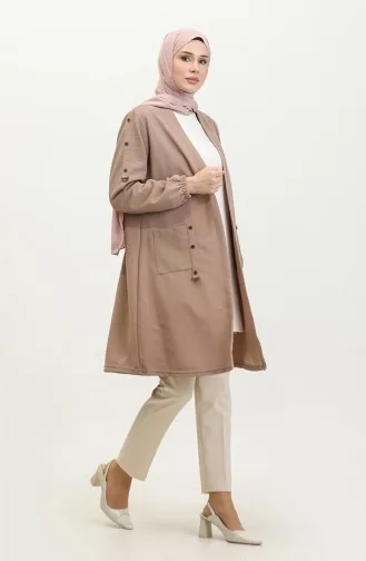 Cardigan Femme Ottoman Poche Acier Grande Taille 4969 1 Vison 4969-1.vizon
