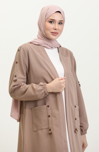 Women`s Ottoman Pocket Steel Large Size Cardigan 4969 1 Mink 4969-1.vizon