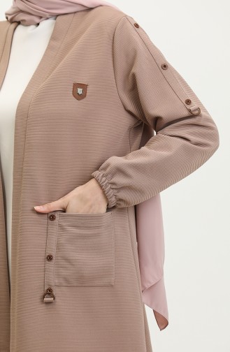 Women`s Ottoman Pocket Steel Large Size Cardigan 4969 1 Mink 4969-1.vizon
