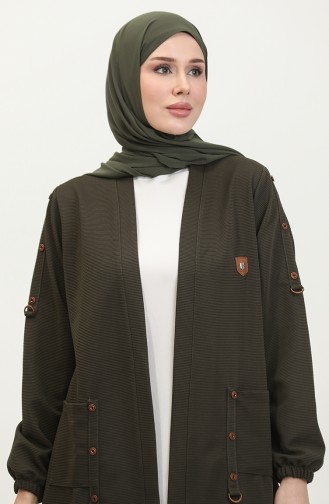 Damen-Cardigan Mit Wabenmuster Große Metallschnalle 4969 Marineblau 4969.Lacivert