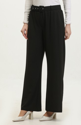 Pantalon Femme En Tissu Grande Taille Avec Ceinture Et Jambe Large Palazzo Modèle 8595 Noir 8595.siyah