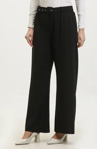 Pantalon Femme En Tissu Grande Taille Avec Ceinture Et Jambe Large Palazzo Modèle 8595 Noir 8595.siyah