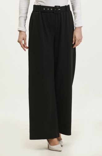 Pantalon Femme En Tissu Grande Taille Avec Ceinture Et Jambe Large Palazzo Modèle 8595 Noir 8595.siyah