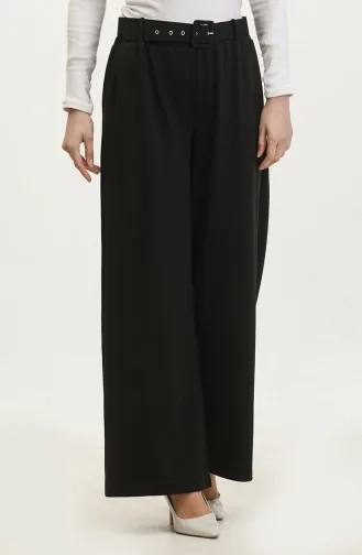 Pantalon Femme En Tissu Grande Taille Avec Ceinture Et Jambe Large Palazzo Modèle 8595 Noir 8595.siyah
