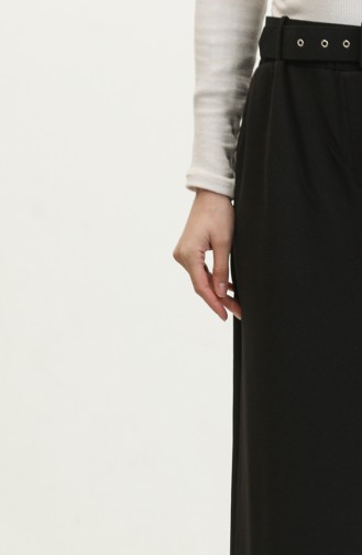 بنطلون نسائي قماش مقاس كبير بحزام وأرجل واسعة بالازو موديل 8595 أسود 8595.siyah