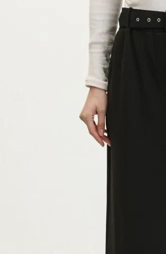 Pantalon Femme En Tissu Grande Taille Avec Ceinture Et Jambe Large Palazzo Modèle 8595 Noir 8595.siyah