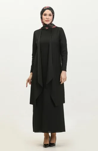طقم ثنائي غير متناظر للمحجبات  9020-02 أسود 9020-02