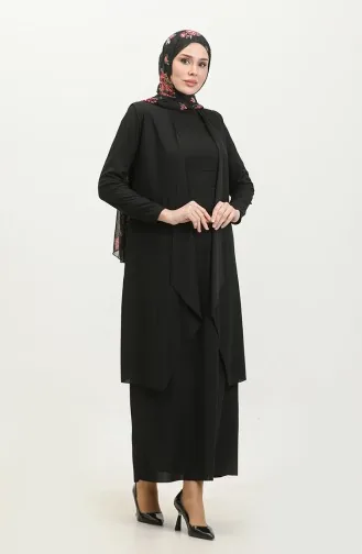 طقم ثنائي غير متناظر للمحجبات 9020-02 أسود 9020-02