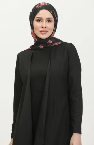 طقم ثنائي غير متناظر للمحجبات 9020-02 أسود 9020-02