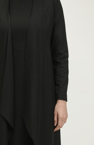 Asymmetrischer Doppel-Hijab-Anzug 9020-02 Schwarz 9020-02