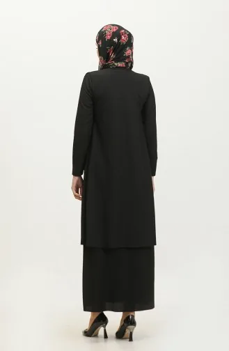 طقم ثنائي غير متناظر للمحجبات 9020-02 أسود 9020-02