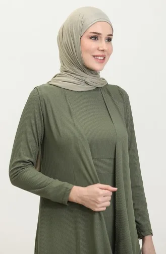Asimetrik İkili Tesettür Takım 9020-05 Haki