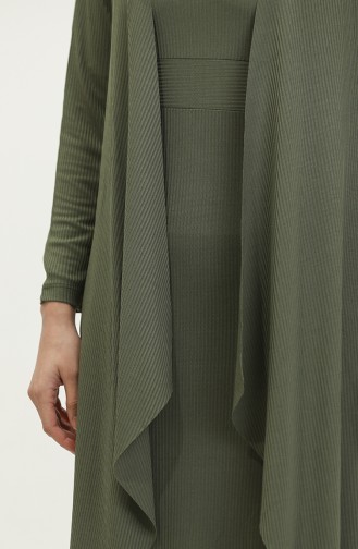 Ensemble Asymétrique Double Hijab 9020-05 Khaki 9020-05