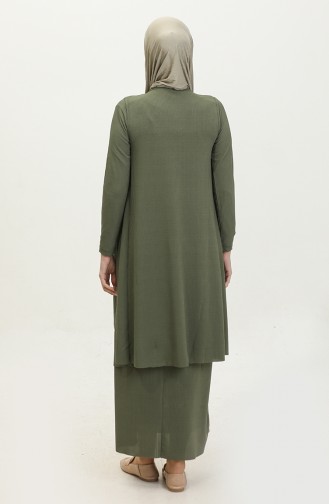 Asymmetrischer Doppel-Hijab-Anzug 9020-05 Khaki 9020-05