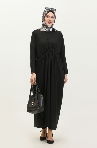 فستان طويل سادة للمحجبات  8715-01 أسود 8715-01