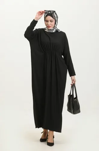 فستان طويل سادة للمحجبات 8715-01 أسود 8715-01