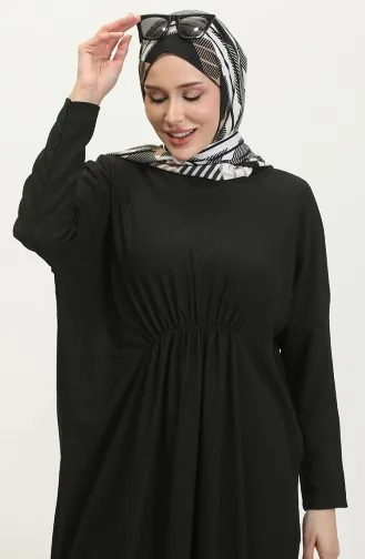 فستان طويل سادة للمحجبات 8715-01 أسود 8715-01