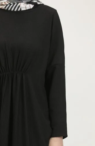 فستان طويل سادة للمحجبات 8715-01 أسود 8715-01